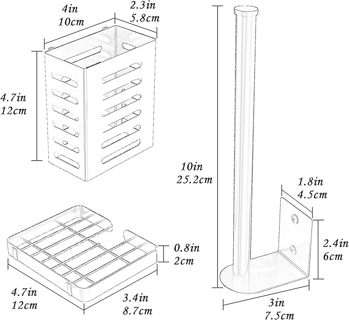 PUSDON Metal Wall Hanging Basket 2 Packs DIY Suitable for Multiple Scenes - Large Silver Grey Guardrail Suit