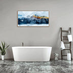 Framed Wall Art Canvas Indigo Abstract Mountain Pictures Wall Decor Blue Grey Orange Mountain Peaks Canvas Painting Prints Modern Abstract Artwork for Living Room Bedroom Decoration 20" x 40"