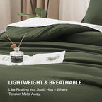 Litanika Comforters Olive Green Oversized Queen Size, 3 Pieces Lightweight Solid Bedding Comforter Set, All Season Fluffy Bed Set (98x98In Comforter & 2 Pillowcases)