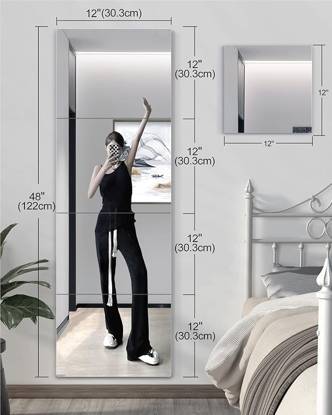 Shatterproof Acrylic Full Length Wall Mirror for Bedroom & Home Gym