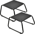Outdoor Ottomans,Patio Foot Rest Portable Side Table Solid Steel Frame Small Seat All Weather Footrest for Indoor Outdoor Use 2 Pieces Black