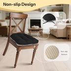 Non Slip Chair Cushions for Dining Chairs Set of 4 Kitchen Chair Cushions 18"x18"x3" Turfted Chair Pads Comfortable and Soft Seat Cushion with Ties, Black