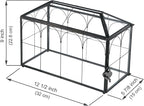 Wedding Card Box with Slot, 12.6'' Large Glass Card Boxes for Reception, Black Geometric Holder, Clear Decorative Storage Box with Lock for Baby Shower, Birthday Party, Christmas, Bridal Shower