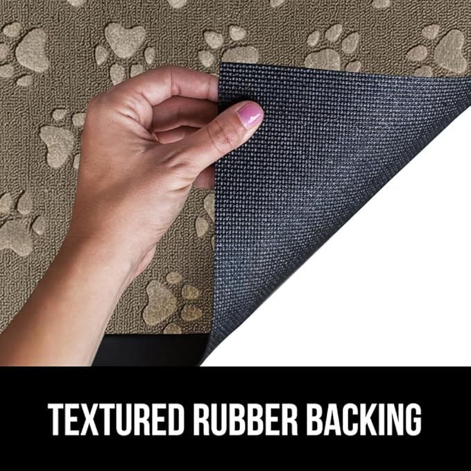 GORILLA GRIP 100% Waterproof All-Season WeatherMax Doormat, 47x35, US Designed Natural Rubber, Stain and Fade Resistant, Low Profile Indoor Outdoor Door Mats, Easy Clean Patio Mat, Tan Pawprints