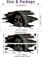 3D Halloween Floor Decals Scary Halloween Zombie Stickers for Living Room, Spooky Blind Women Scratching Floor Stickers Vinyl Removable Decals Art Decorations Party Supplies for Bar Pub