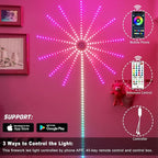 Firework LED Lights, 14pcs Firework LED Strip Lights, DC 5V Smart RGBIC Dream Color Changing Fireworks Lights, APP and Remote Control, Music Sound Sync Strip Light for Bedroom, Party, Festival