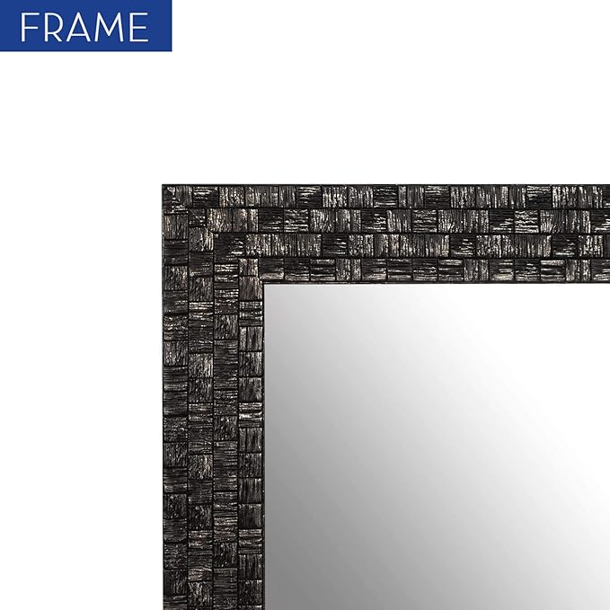 Bathroom Wall Mirror, Decorate Bathroom Mirrors for Wall, Rectangle Modern Bathroom Wall Mounted Mirror Vertical or Horizontal Hanging for Living Room (Black 24“ X 40")