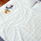 RYNGHIPY Faux Fur Throw Blanket Double Sided Thick and Warm Plush Fluffy Faux Rabbit Fur Decoration for Couch Sofa Chair and Bed Cream Winter Blanket (Ivory, 63''x79'')