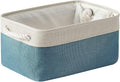 TheWarmHome Fabric Storage Bin with Handles,Storage Basket for Home Storage and Organization, Shelf Basket with Cover for Living Room Bedroom Closet（White & Green Medium 13.8L×9.8W×6.7H