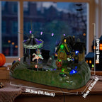 Animated Halloween Carousel Village House, LED Spooky Festival Display Collection Battery Operate, Indoor Use only