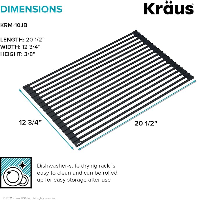 Kraus 20.5 in. Over Sink Roll Up Dish Drying Rack in Jet Black
