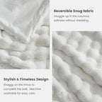 Cozy Bliss Faux Fur Throw Blanket for Couch, Fuzzy Soft Plush Thick Bubble Blanket for Sofa Bedroom Living Room, 108 * 90 Inches Cream White