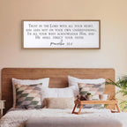 Trust in the Lord With All Your Heart Bible Verse Framed Wall Art, 40''×15'' Rustic Religious Christian Proverbs 3:5-6 Sign, Horizontal Holy Inspirational Catholic Scripture Decor