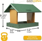 Poly Hanging Hopper Bird Feeder, Large Hanging Bird Feeder for Outside, Outdoors - Amish American Made (Turf Green & Cedar)