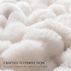 EVERGRACE Ultra Soft Luxury Fluffy Ridgeline Faux Rabbit Fur Throw Blanket, Thick Warm Bubble Throw for Bed, Cozy Plush Reversible Blankets for Couch, Chair, Sofa, Ivory White, 50x60 Inches, 870 GSM