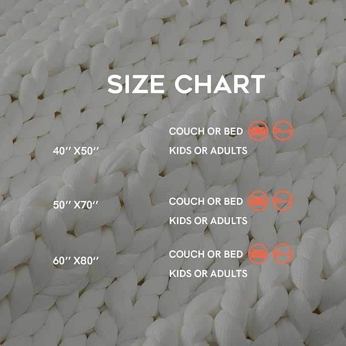 YnM Cooling Chunky Throw Blanket, Medium-Weight, Hand Knitted, Skin Friendly, Ventilated and Breathable, Machine Washable, Home Décor Piece for Couch, Sofa and Bed (White, 50x70 Inch)