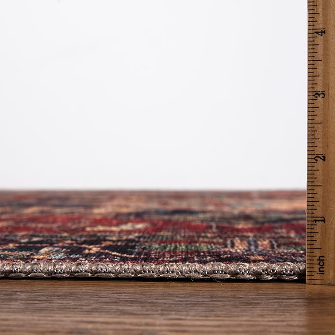 Keen Home Design 5x7 Rug - Machine Washable Area Rug with Non-Slip Backing, Ideal for Living Room, Dining Room, Bedroom - Vintage, Easy Clean, Durable, Low Pile Rug - (5' x 7')