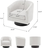 Swivel Barrel Accent Chair, Modern Round Corduroy Fabric Arm Chair for Living Room, Bedroom, Comfy Club Reading Chairs for Adults (Corduroy Beige, Set of 1)
