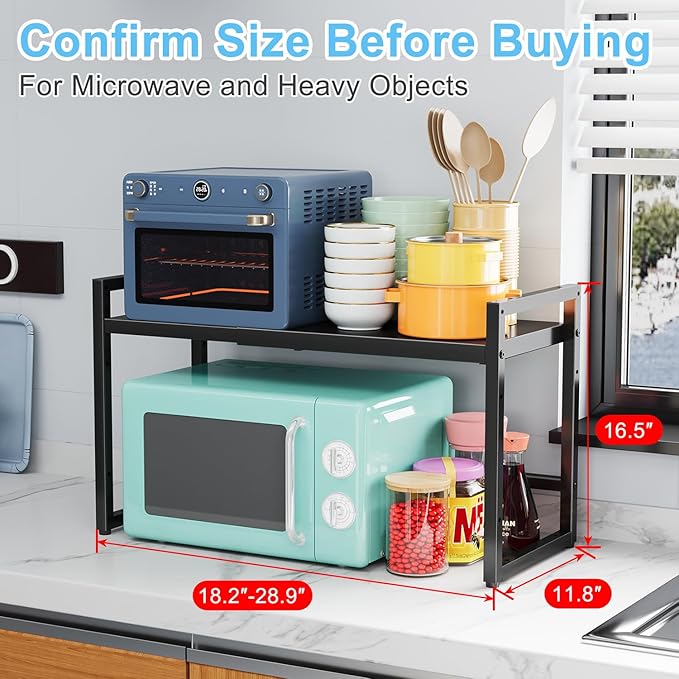 Expandable Metal Storage Shelves,110LBS Heavy Duty Shelving Units and Storage For Small Appliance, Adjustable Metal Storage Shelf Rack For kitchen Cabinet Closet Pantry Warehouse Garage,Patent Pending