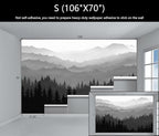 WFBHUA-Black and White Forest Mountain Wallpaper Gray Woodland Nature Landscape Wall Paper Mural for Bedroom Living Room(Not Peel and Stick)