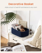Small Woven Basket, 13.5 x 9.5 x 5 Inches, Storage Basket for Organizing, Cute Small Rope Shelf Closet Cube Storage Bins Baskets for Shelves, Dog Toy Gift Baskets Empty, 3 Packs, Navy Blue