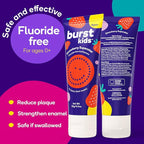 BURST Fluoride Free Strawberry Kids Toothpaste (4oz) | Great Tasting | Dye Free for Baby & Toddler Age 0+ | with Nano Hydroxyapatite