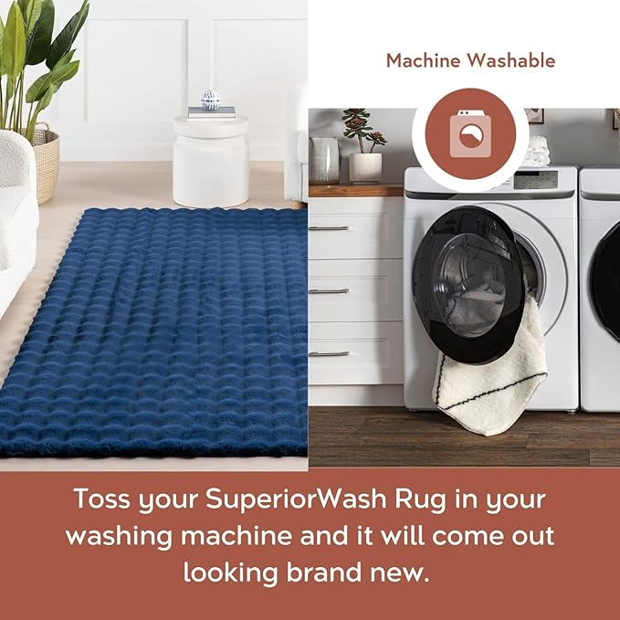 nuLOOM Jeni Checkered 5x8 Machine Washable Area Rug for Living Room Bedroom Dining Room Kitchen, Navy