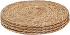 Defined Deco Woven Placemats Set of 4,12" Round Rattan Placemats,Natural Hand-Woven Water Hyacinth Placemats,Farmhouse Weave Place Mats,Rustic Braided Wicker Table Mats for Dining Table,Home,Wedding.