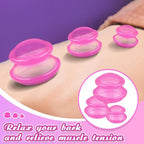 TrelaCo 6 Pcs Cupping Kit for Massage Therapy 3 Sizes Silicone Cupping Set Chinese Massage Therapy for Studio Household Cellulite Joint Pain Muscle Pain(Clear Hot Pink)