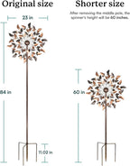 Yard Garden Wind Spinners - Large Wind Spinners Outdoor Metal, Kinetic Lawn Patio Wind Sculptures Windmill Decor (Copper Leaves, W23 x H84)