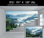 Misty Pine Forest Wallpaper Mountain Peaks Landscape Landscape Wall Mural (Not Peel and Stick)