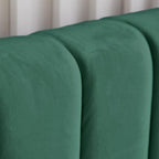 Livinia Full Size Elton Velvet Platform Bed, Upholstered Bed Frame with Vertical Channel Tufted Headboard Footboard, Strong Wood Slats, No Box Spring Needed, Green (Full)