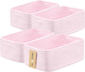 Small Storage Baskets for Organizing | Closet Organizer Bins | Shelf Toy Basket | Woven Rope Baskets | Cube Decorative Box | Shallow Basket | 13x8.5x5.1” | 4 Packs Light Pink