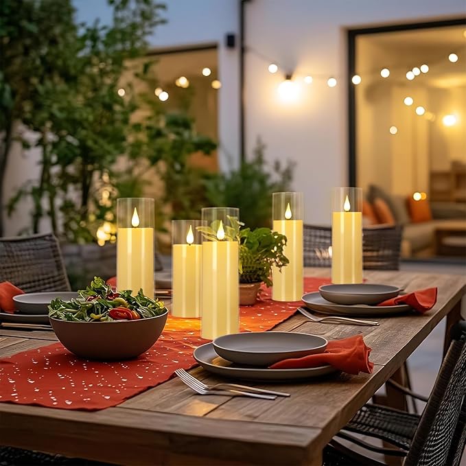 24-Pack Acrylic LED Flameless Pillar Candles with Remote & Timer, Battery Powered - Perfect for Indoor/Outdoor Decor,Wedding,BBQ and Gift - Easily Create a Magical Atmosphere.