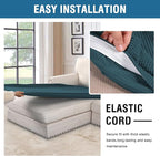 H.VERSAILTEX Super Stretch Individual Chaise Cover Sectional Couch Covers for L Shaped Sofa Both Left/Right Featuring Thick Jacquard Textured Twill Fabric (1 Piece Chaise Cover, Deep Teal)