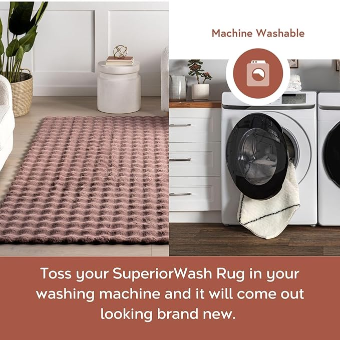 nuLOOM Jeni Checkered 7'6" x 9'6" Machine Washable Area Rug for Living Room Bedroom Dining Room Kitchen, Burgundy