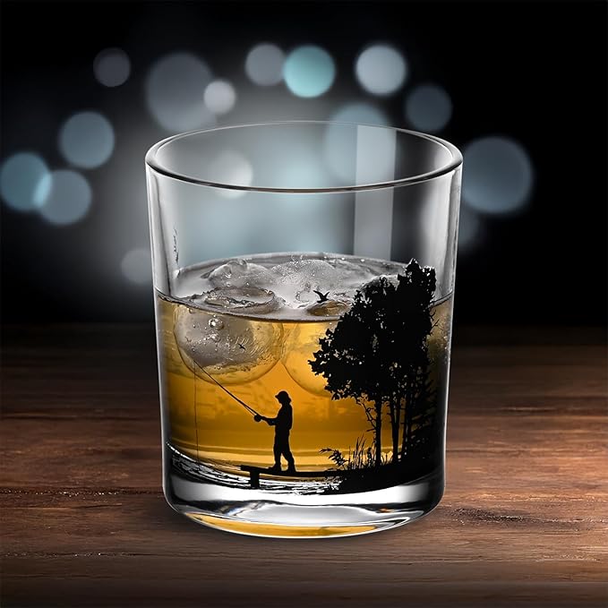 Old Fashioned Whiskey Glasses, Stemless Wine Glasses with Gift Box, 10Oz Rocks Glass for Scotch Cocktail Bourbon Vodka Liquor, Unique Gifts for Dad, Husband, Father's Day, Anniversary