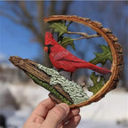 Cardinal Wood Carving - Handmade 'Cardinals Appear When Angels are Near', Unique Original Art Carving Work Statue Decor Small Animal Sculpture Art Wood Miniature