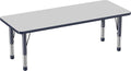 Factory Direct Partners FDP Rectangle Activity School and Classroom Kids Table (24 x 60 inch), Chunky Toddler Legs, Adjustable Height 15-24 inches - Gray Top and Navy Edge