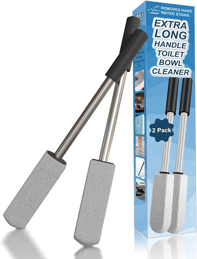 2 Pack Pumice Stone for Toilet Cleaning,16.14In Extra Long Handle Toilet Pumice Stone Toilet Bowl Cleaner Brush Toilet Scrubber for Toilets Bathtubs Grills Sinks