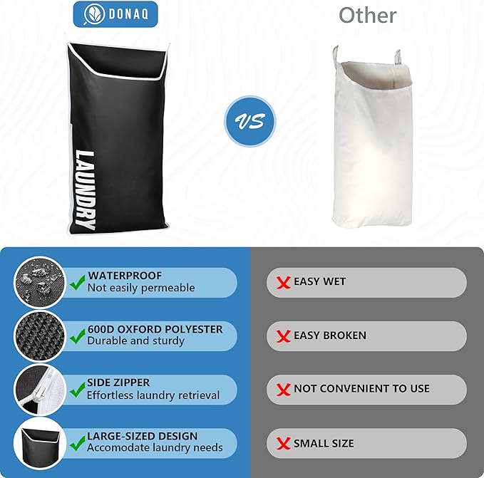 Hanging Laundry Hamper Bag XL 40x22", Space Saving over the Door Storage Bags, Behind the Door Hampers for Dirty Clothes & Wall Mounted Basket for Bathroom, Organizer for Small Room Spaces RV