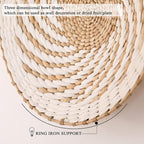 7 Pack Boho Wall Basket Decor - Seagrass Rattan Wicker Wall Decor Round Handmade Hanging Rustic Flat Elegant Wall Art for Farmhouse Living Rooms Bedrooms Display Table Settings Kitchen Home