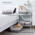 TheWarmHome Small Storage Baskets for Organizing,Storage Baskets for Shelves,Small Fabric Storage Bins W/Handles For Closet Nursery Toy Decorative Foldable (White&Grey, 11.8L*7.9W*5.2H-6 Pack)