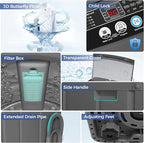 Nictemaw Portable Washing Machine, 20Lbs Capacity Full-Automatic Portable Washer Machine, 2.8Cu.ft Compact Laundry Machine with Drain Pump, 10 Programs & 8 Water Levels for Apartment Dorm RV