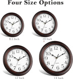 Wall Clock 10 Inch Battery Operated Silent Non-Ticking Wall Clock Vintage Retro Rustic Style Decorative for Bedroom Living Room Kitchen Home Office (Bronze)