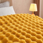 Lotus Karen Faux Fur Throw Blanket Ginger Yellow - Big Bubble Rabbit Fluff Blanket for Couch Bed Sofa,Softest Fluffy Fuzzy Cozy Blanket,Thick Furry Plush Shaggy Warm Blankets for Women,108x90 Inches