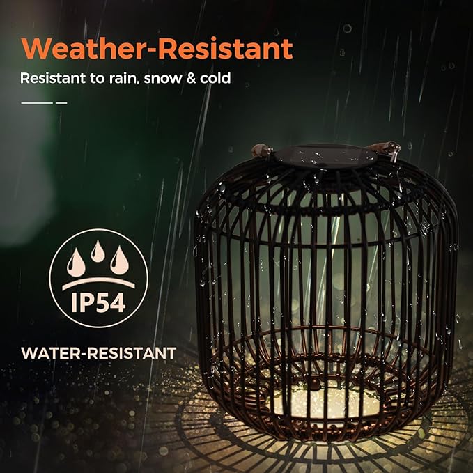 Solar Yard 1-Pack Outdoor Solar Lamp, Water-Resistant Lights for Outside Hanging Lantern Table Lamp Lights Decoration for Garden, Yard, Patio, Porch, Trees, Pathway, Black