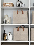 StorageWorks Storage Bins, Fabric Storage Bins for Shelves, Large Storage Baskets with Metal Frame, Closet Baskets and Bins with Handles, Brown and Beige, 2-Pack