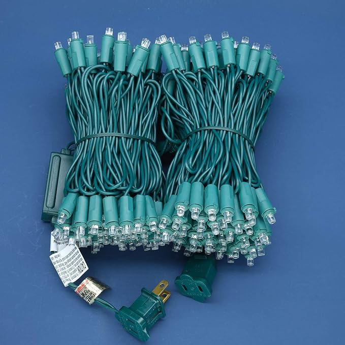 200 Count Cool White Wide Angle LED Christmas Lights, 66 ft Green Wire UL Certified Commercial Grade 5mm Holiday String Light Set (Cool White)