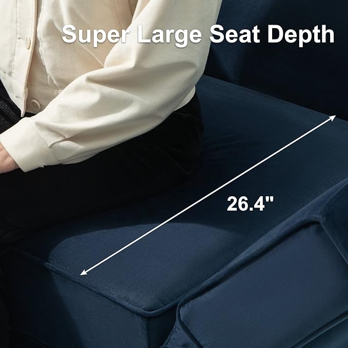 Belffin Modular Sofa Couch with Storage Seats Velvet 3 Seater Sofa for Living Room Blue